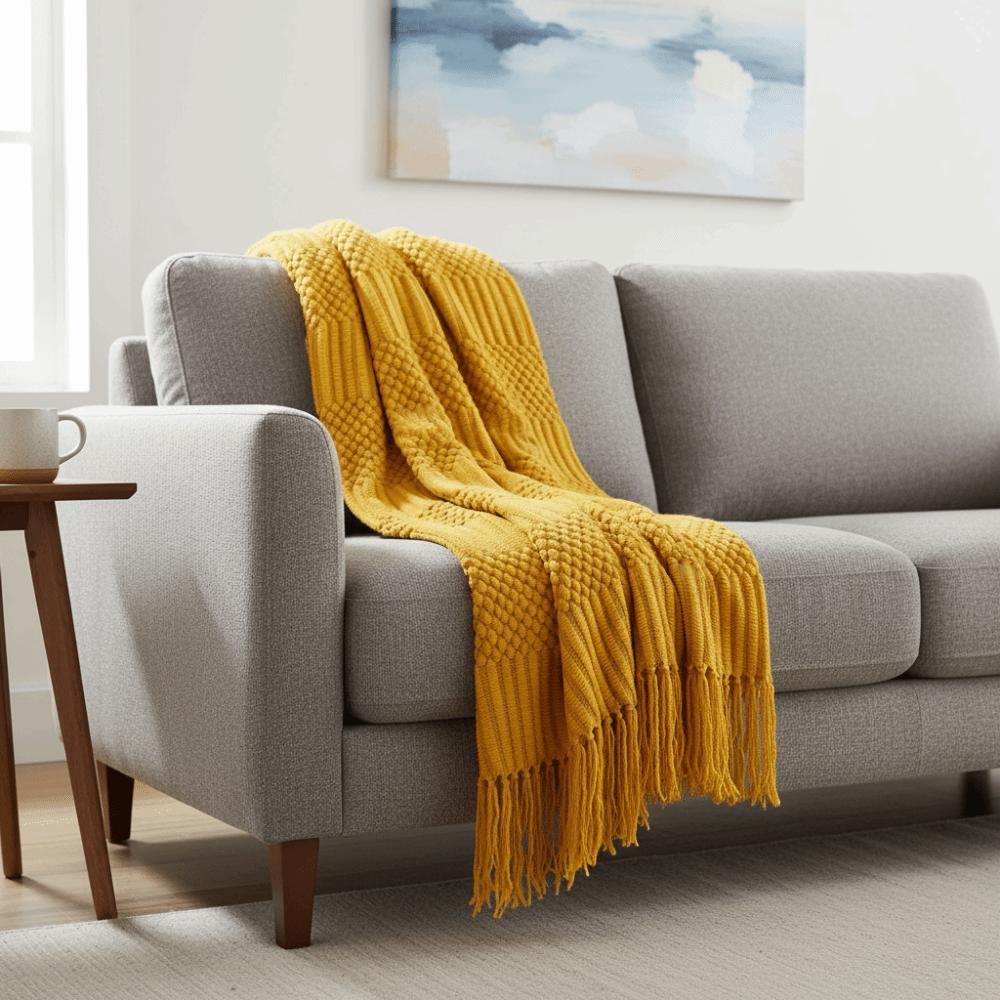Bedspread Cover Skin-friendly Nordic Knitted Blanket Soft With Tassel Sofa Plaid Blanket Breathable Nap Blanket Airplane