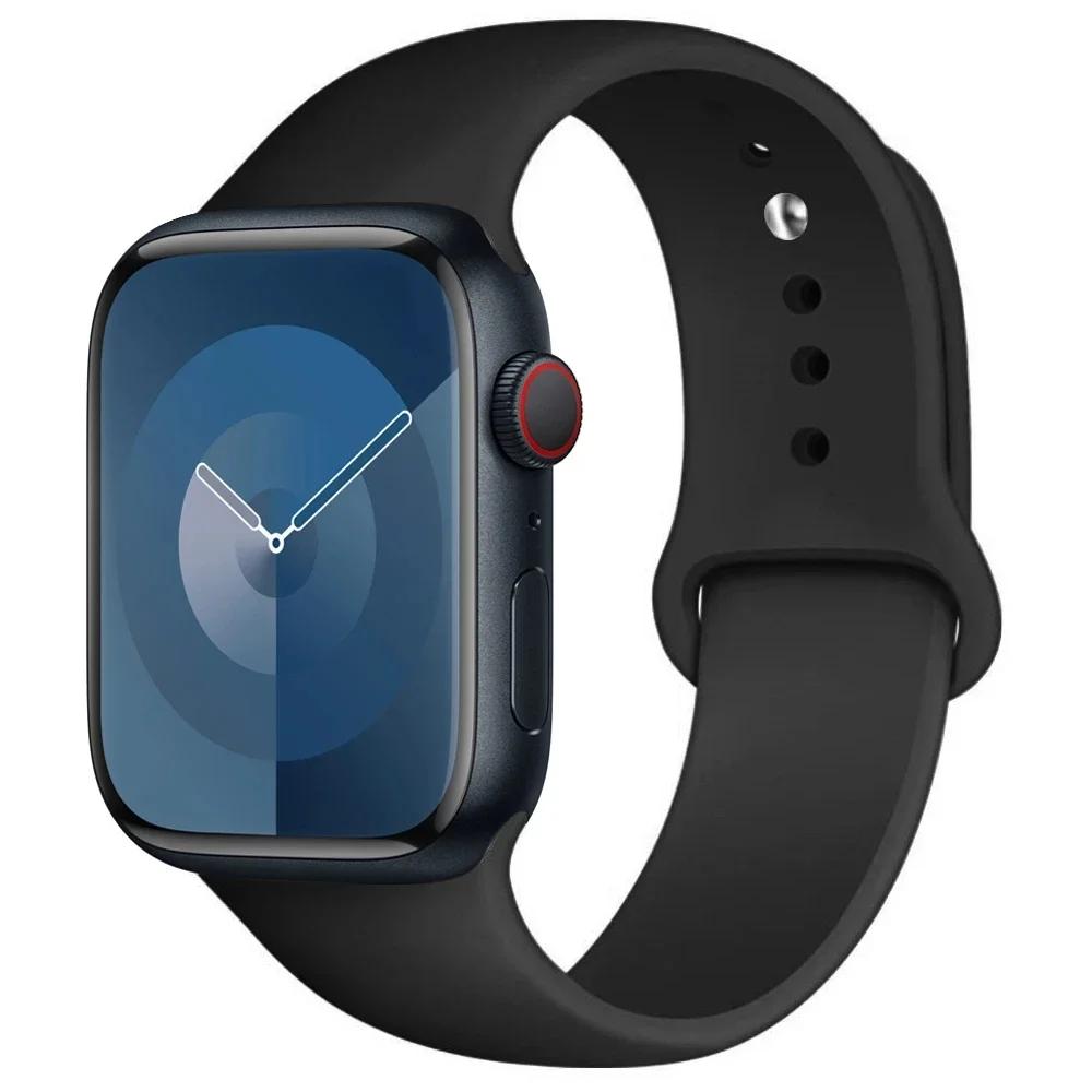 Silicone Strap For Apple Watch band 45mm 44mm 41mm 42mm 40mm 49mm 38mm correa bracelet iWatch series 9 8 5 4 3 8 6 SE 7 Ultra 2