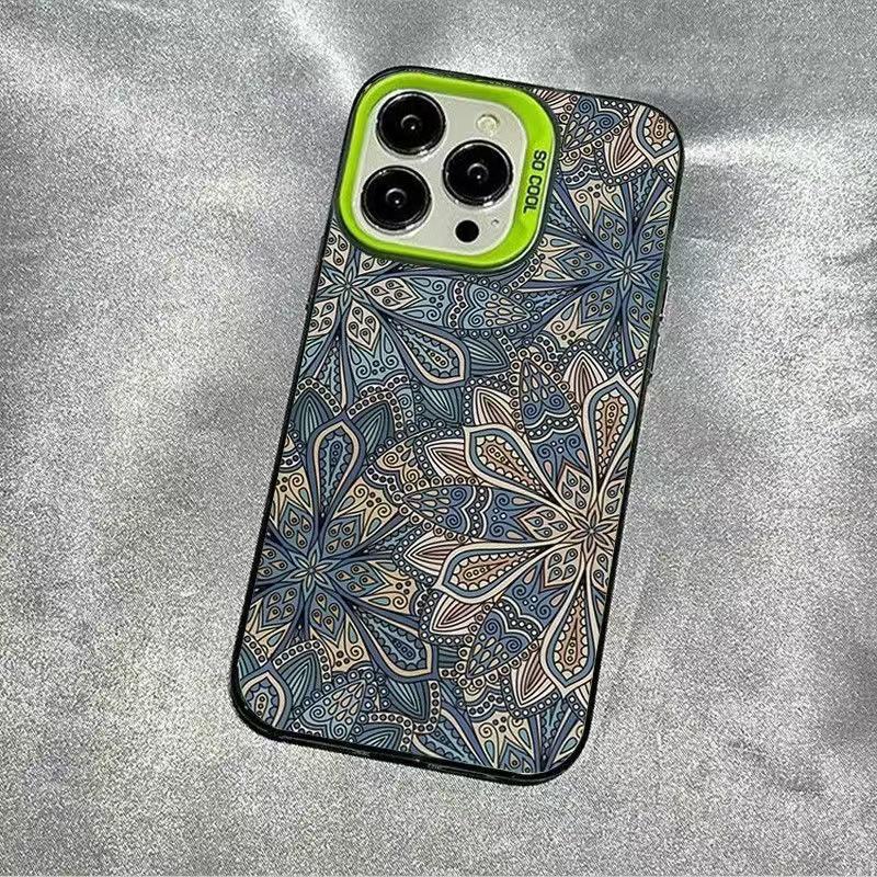 Retro Pattern Phone Case for iPhone 13/14/15 Pro & 16/17 - European & American Style