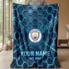 Custom Text Flannel Throw Blanket, Lightweight Cozy Bed Sofa BlanketManchester City