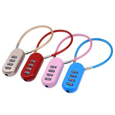 Zinc Alloy 4 Digit Password Lock Anti-theft Padlock Dormitory Cabinet Lock Wire Rope Security Coded Lock for Home&Travel
