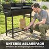Charcoal Barbecue Grill with 2 Cooking Areas, Portable BBQ Trolley with Wheels, Height Adjustable Grates, Bottom Shelf