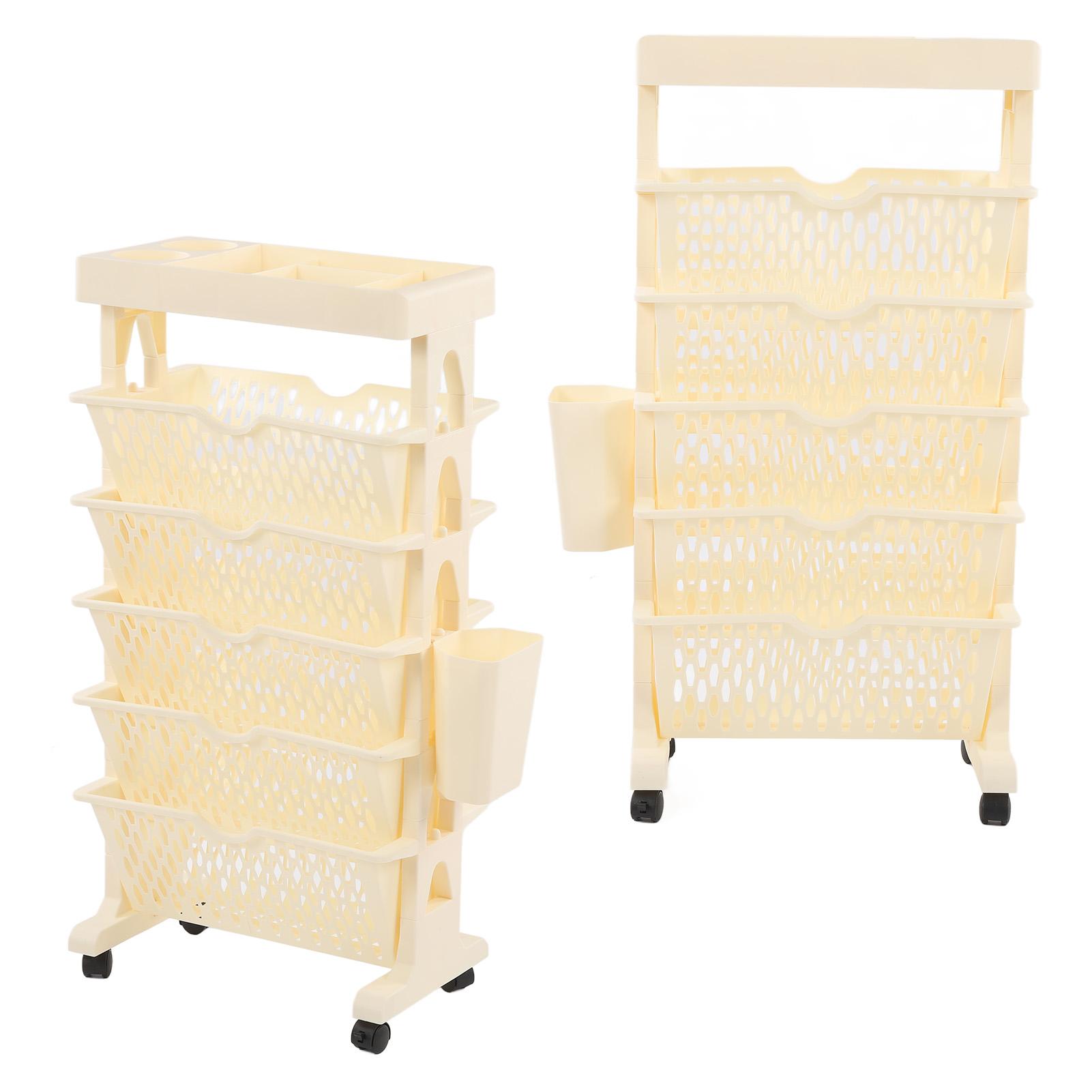 

Movable Bookshelf 6 Tier Large Capacity Thickened Multifunctional Rolling Book Rack for Deskside Living Room