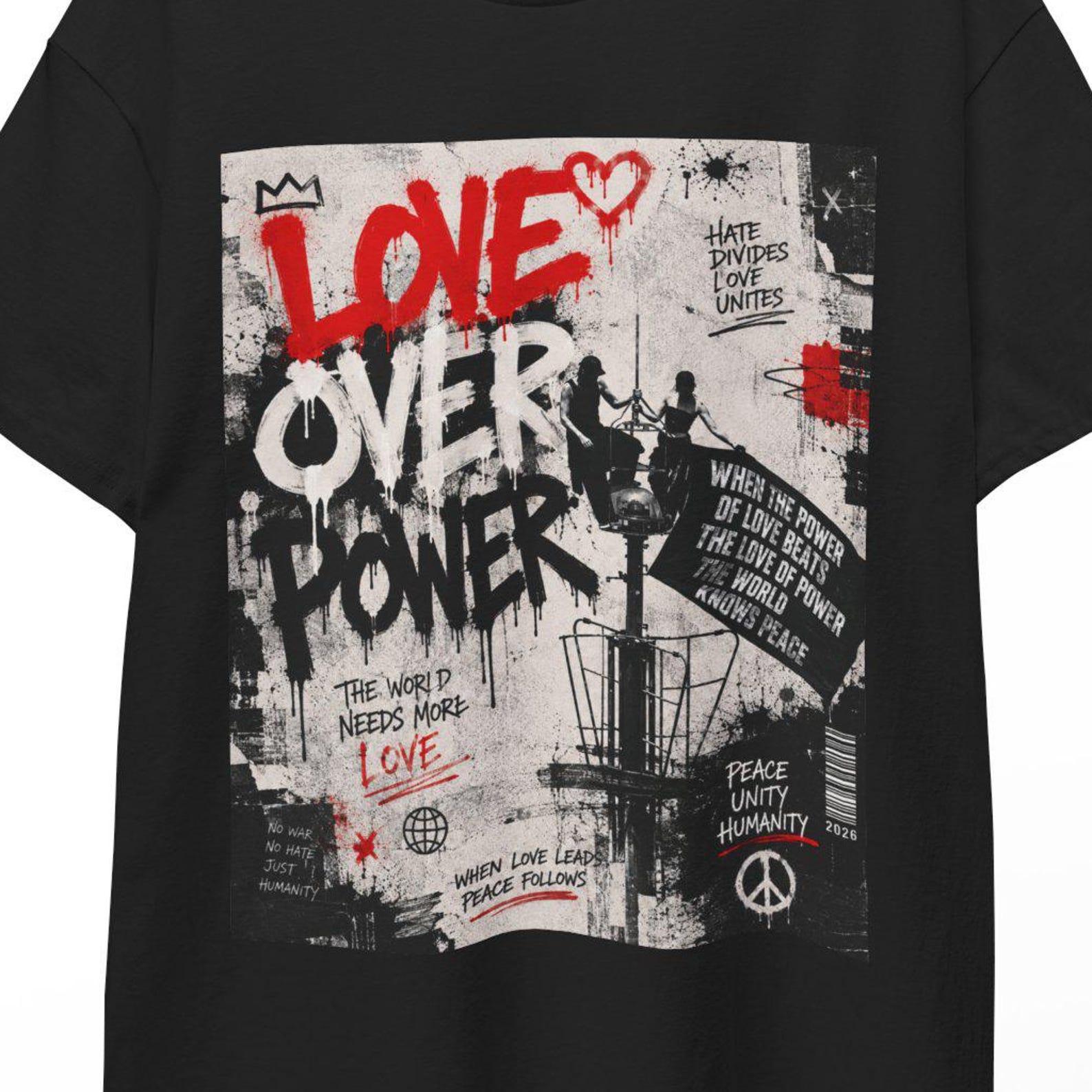 When the Power of Love Vintage Protest Shirt Peace Quote Wedding Proposal Streetwear Aesthetic Gift Unisex Graphic Art Romantic Couple Tee 4XL