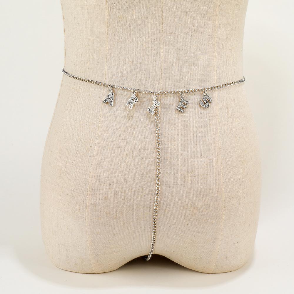 Модная цепочка на талию, многослойная хип-хоп рок-цепочка, многоэлементный алфавитный лоскутный пояс, панк-цепочка для тела