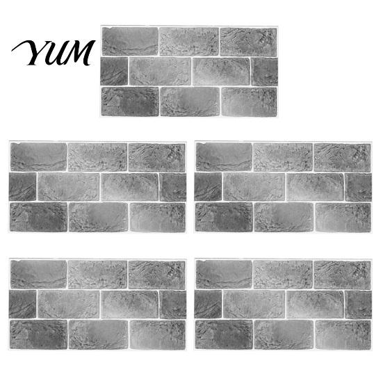 Waterproof Wall Decals for Kitchen 5Pcs Vintage Brick Tile Stickers, Oil?Proof Wallpaper, Peel Removable Backsplash Rental & Stick Living Room Home