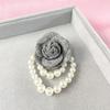 Women's Fashion Fabric Camellia Flower Pearl Tassel Corsage Brooch Pin Shirt Collar Jewelry Accessory