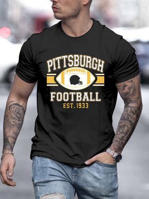 Pittsburgh Football Team T-Shirt Vintage Party Wear Gifts for Men Classic Black, Allseason Tshirt