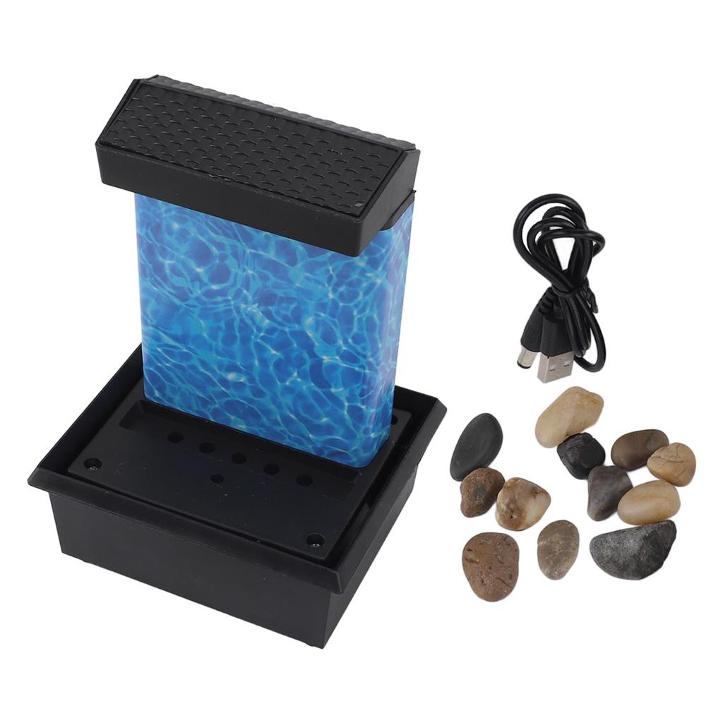 Indoor Water Fountain With Natural River Rocks LED Lights Lighted Waterfall Tabletop Fountain for