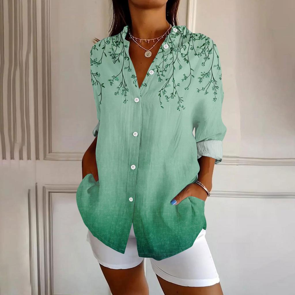 Womens Button Down Shirt Long Sleeve Shirts For Women Print Graphic Blouse Top