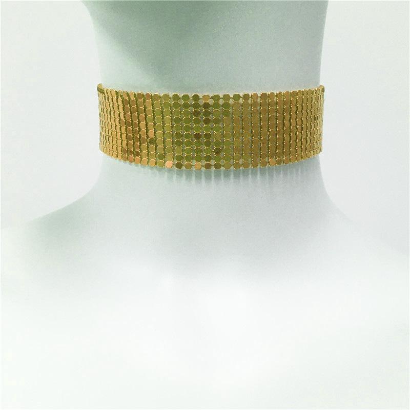 

Металлическое ожерелье с пайетками для вечеринки и музыкального мероприятия, панк, хип-хоп, бижутерия, эффектные аксессуары, потрясающее эффектное ожерелье для женщин One Size золотой