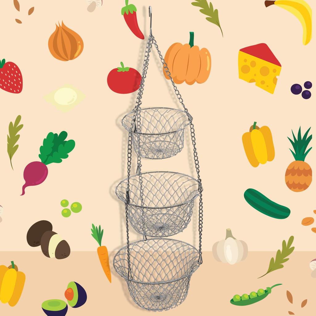 Fruit And Vegetable Basket, Hanger, Storage Holder, Kitchen Organizer