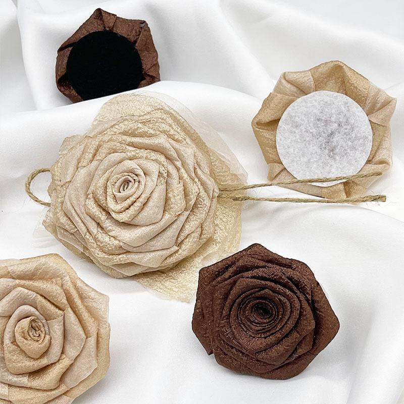 Dry Rose Fabric Camellia Hair Accessories Handmade Diy Three-Dimensional Flower Brooch Clothing Accessories Flowers