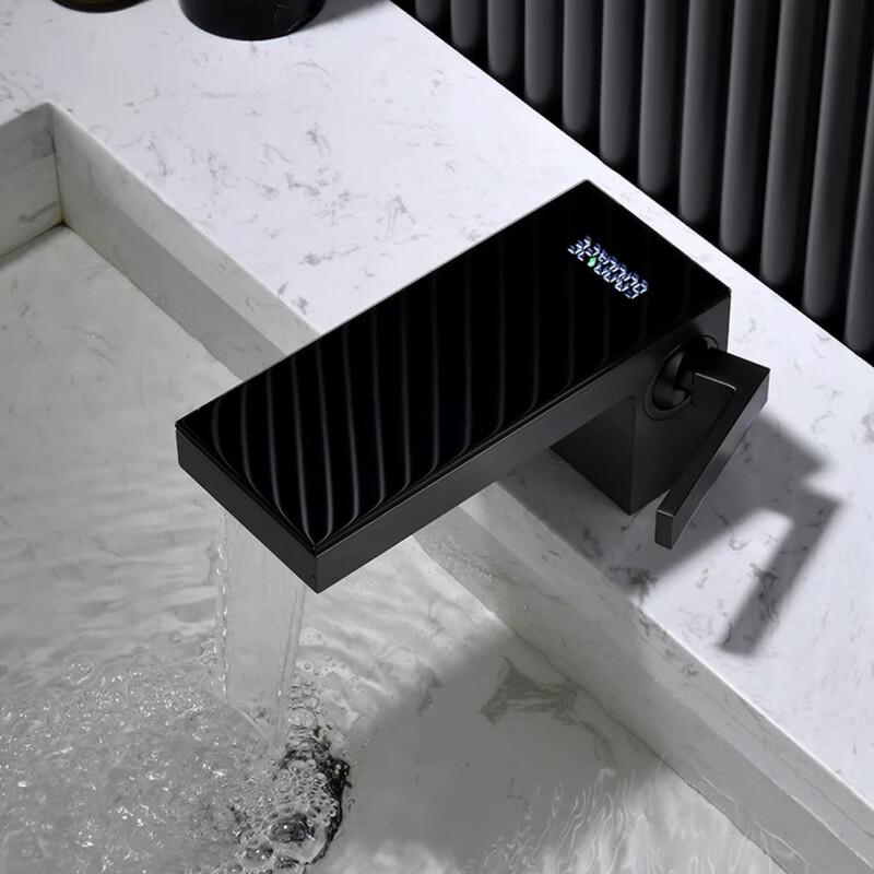 Digital Display Brass Waterfall Basin Faucet