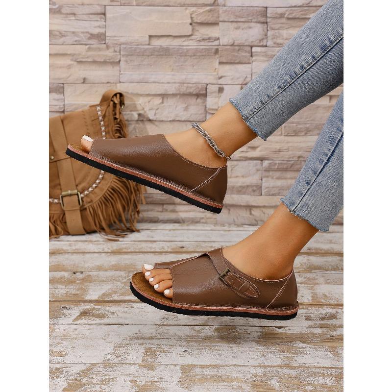 Women's New Plus Size Flat Ankle-Wrap Sandals Buckle Casual Style