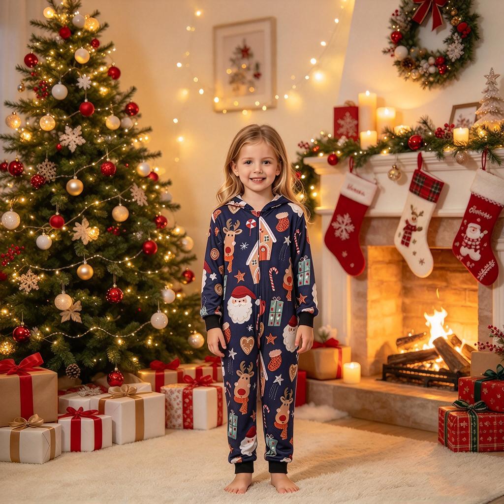 Christmas Family Matching Pajamas Parent-Child Long Sleeve Sleepwear for Mother and Child