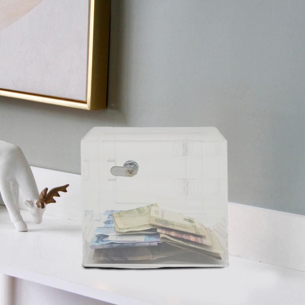 Transparent Piggy Bank Case Money Box with 2 Locked Acrylic Money Box with Ideal Savings Solution for Adults for Gifting