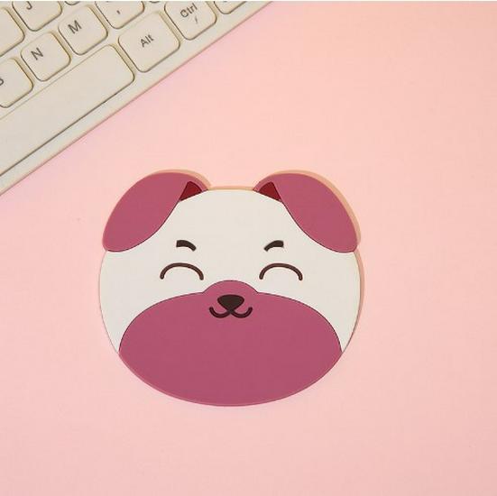 Cute Cat & Puppy Expression PVC Silicone Non-slip Heat Insulation Coaster Mat