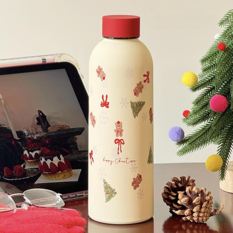 

17oz Original Christmas Thermal Water Bottle Stainless Steel Insulated Cup Small Mouth Bottle Outdoor Portable Hot Cold Thermos 500ml