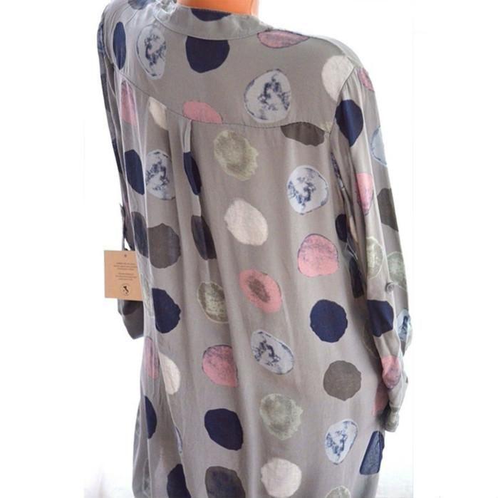 Elegant Women Fashion Polka Dots Print Chiffon Blouse With Long Shirt Sleeves
