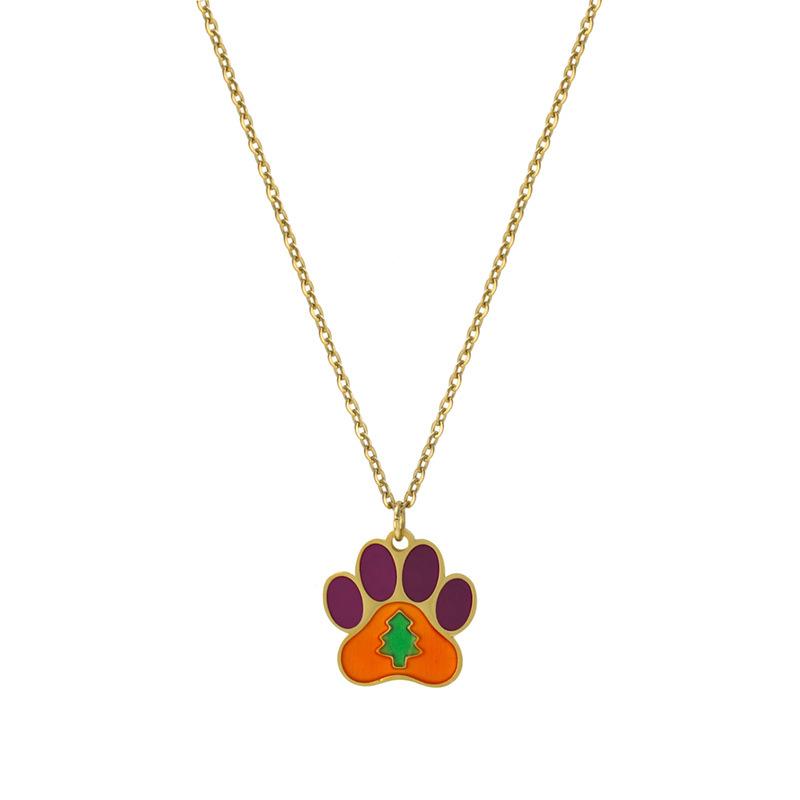 Dog Claw Necklace Exclusive Pendant Necklace Cute Titanium Steel Oil Dripping Dog Claw Pendant Necklace