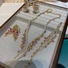 Guochao Heavy Industries Zirconium Jewelry Set, Vintage Vintage Elegant Antique Dress Necklace Bracelet Earrings
