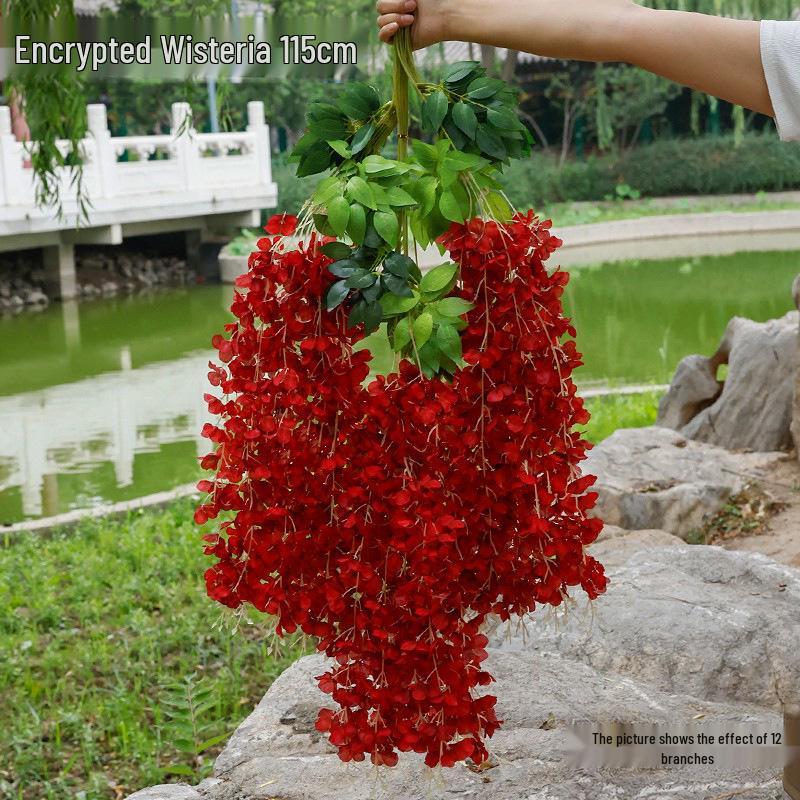 Artificial Wisteria Flower Garland: Violet Hanging Silk Vine for Weddings and Ceiling Decor