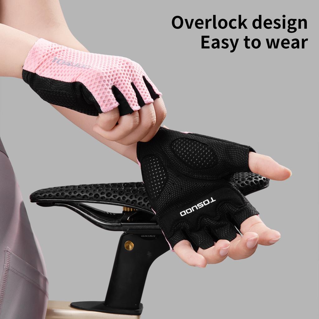 TOSUOD Cycling Gloves Road & Mountain Bike Gloves Summer Non-Slip Breathable Half-Finger Gloves Unisex less