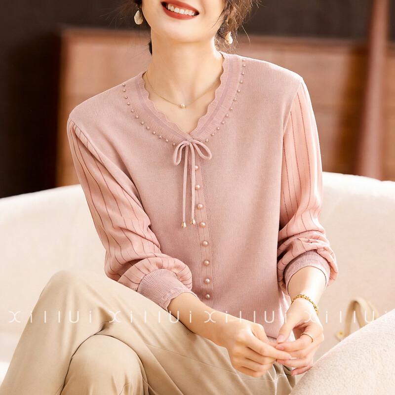 

Женский вязаный свитер с V-образным вырезом и рукавом 3/4 L