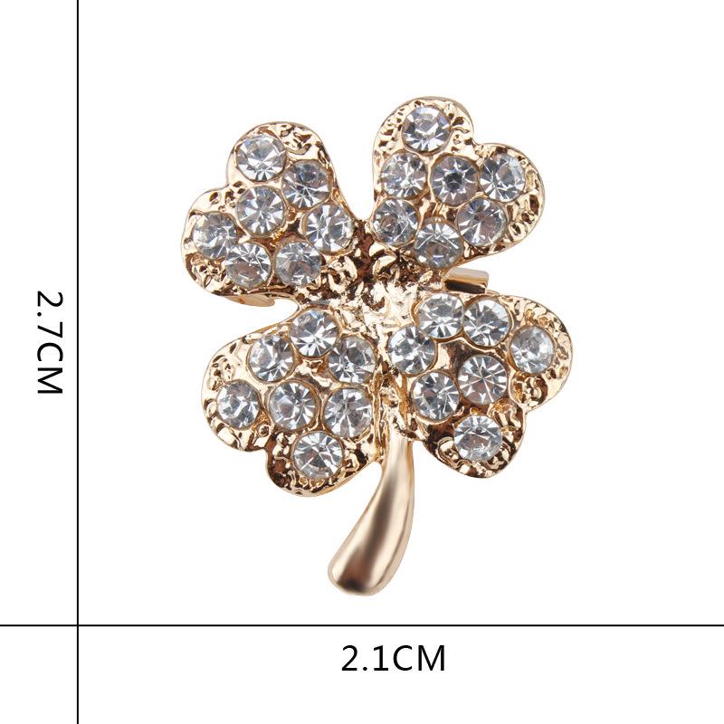 Gold-Plated Acrylic Four-Leaf Clover Brooch Pin Fashion Accessories
