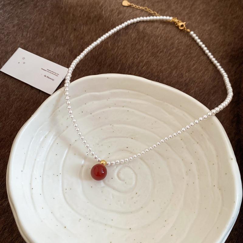 New Chinese pearl beaded necklace retro elegant design sense niche collarbone chain light luxury high sense necklace necklace