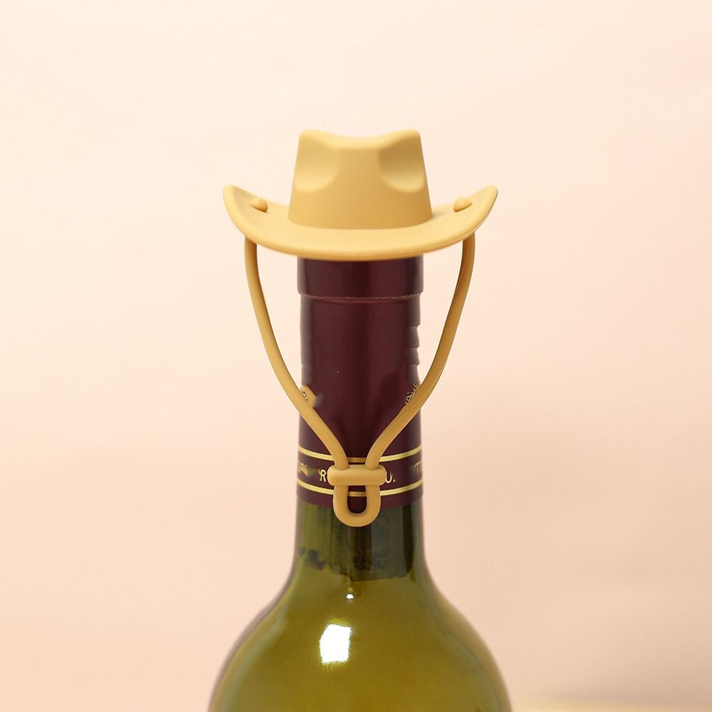 Dop pentru sticlă de vin în formă de pălărie de cowboy din silicon, dop reutilizabil pentru sticlă de vin, accesorii bar, dop de vin, whisky