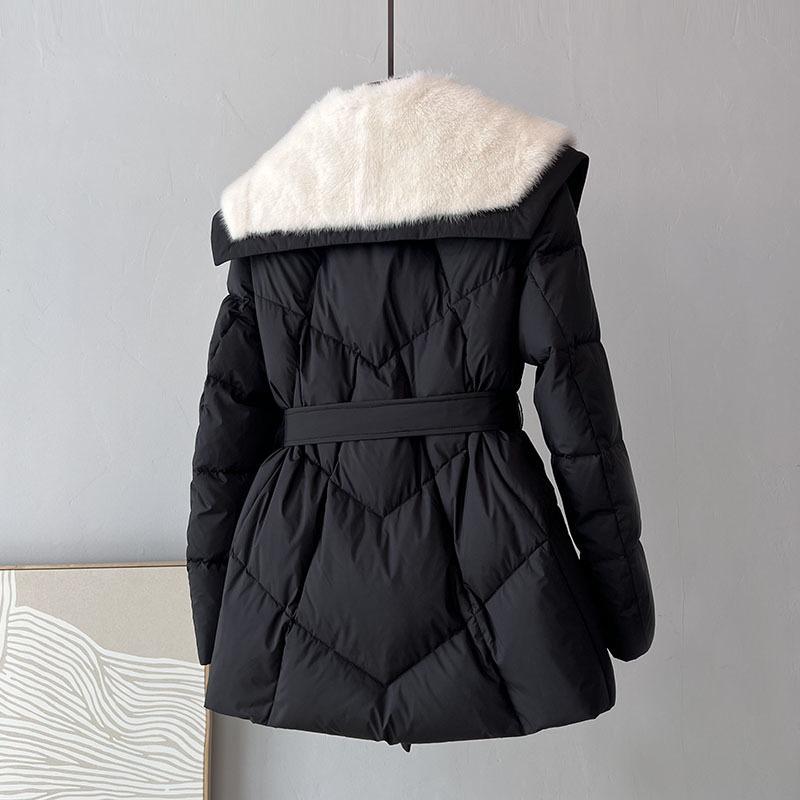 Down Jacket Coat Fur Fashion Mink Fur Down Jacket Winter Waist Jacket Women