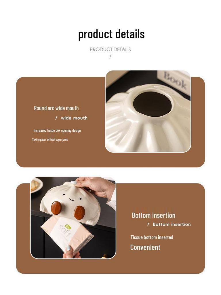 Ice Cream Style Tissue Box Ornament - Luxury High-End Living Room Paper Towel Holder for Coffee Table Decor