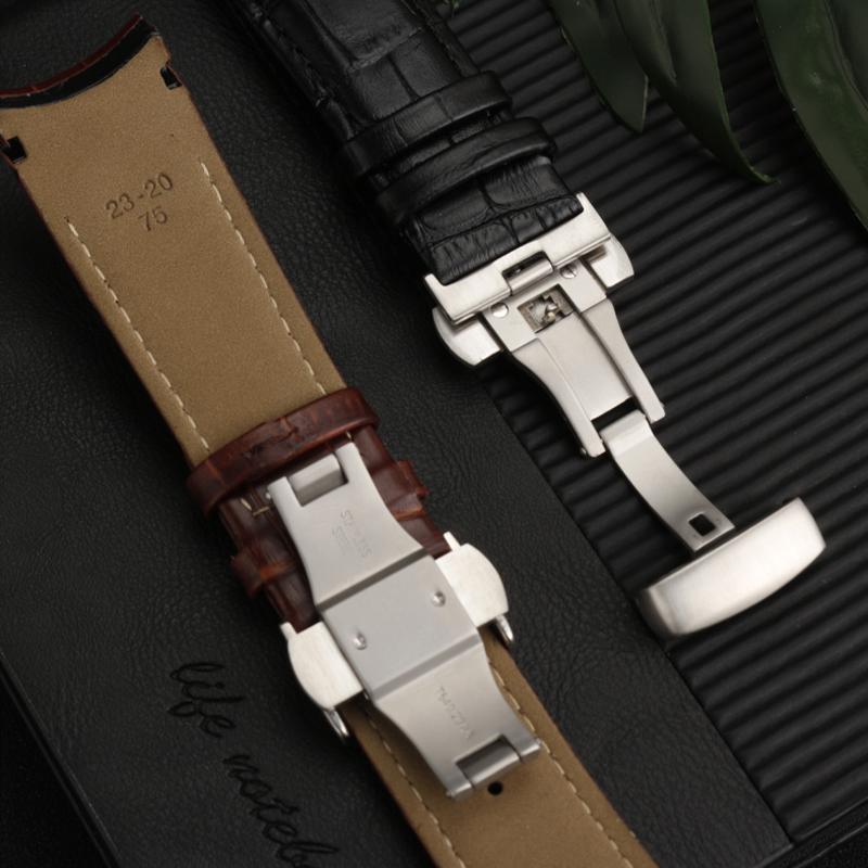 Classic 22/23/24mm Genuine Calf Leather Watchband Watch Band Strap for Tissot Watch T035627/617/407 Series Watch Band Butterfly Buckle