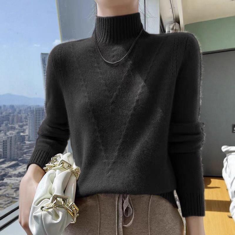 Sweater Women Loose Half Turtleneck Pullover for Women In Autumn and Winter with Thick Solid-color Knitted Top Worn Inside