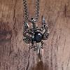 European and American Jewelry Creative Double Dragon Sword Black Gem Pendant Necklace Retro Necklace Men
