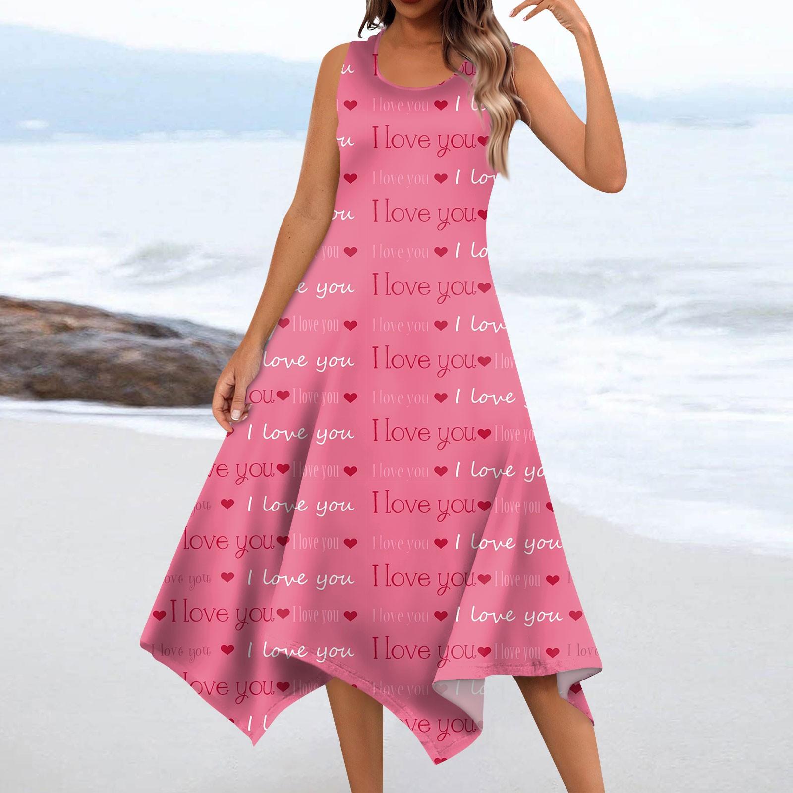 

Женское повседневное модное платье миди без рукавов с круглым вырезом и нерегулярным подолом S