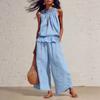 European & American Women's Retro Bohemian Ruffle Cotton-Linen Two-Piece Set for Spring and Summer 2026