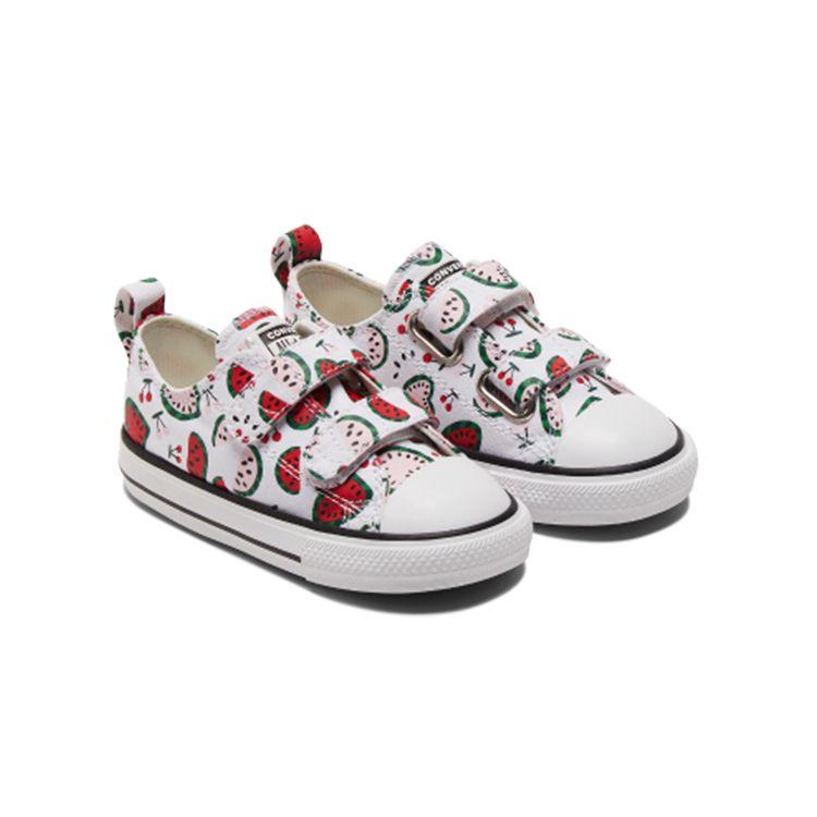 Converse Chuck Taylor All Star 2V Canvas Comfortable Fruit Print Low Top Walker Shoes Baby Sneaker White A02605C