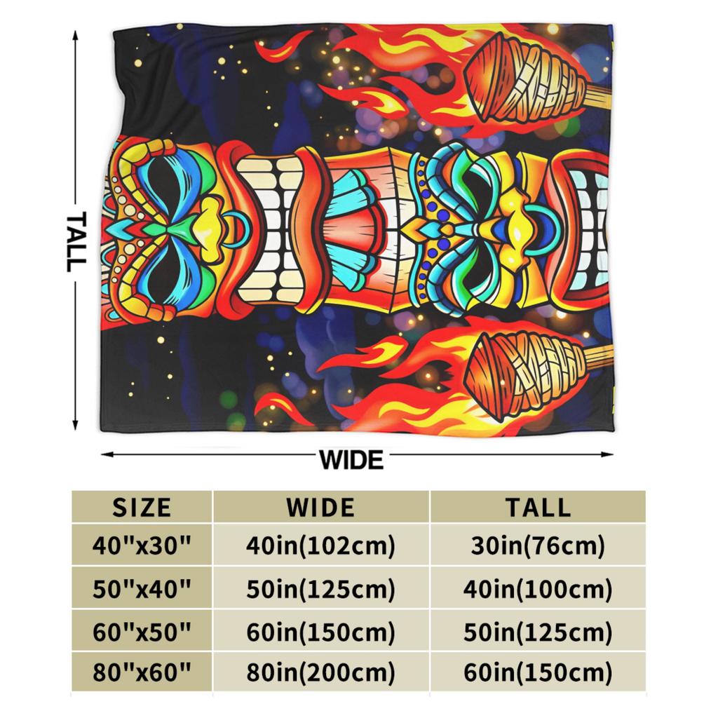 Double Tiki Totem With Torches Hawaiian Tribal Art Blanket Quality Soft Throw Blanket Autumn Kids Adult Couch Novelty Bedspread