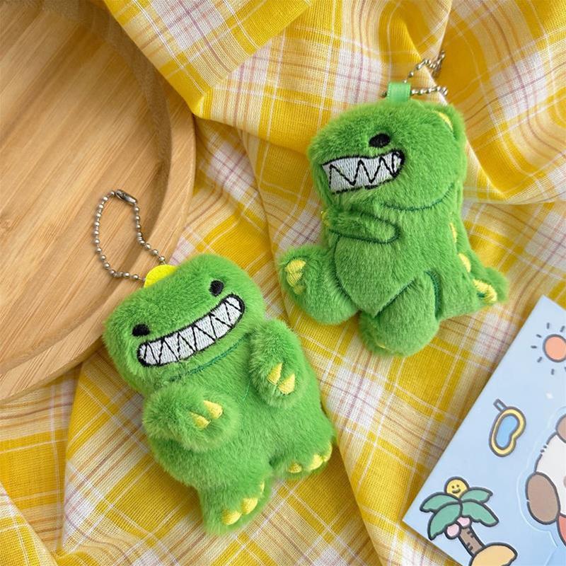 Cartoon Cute Plush Green Dinosaur Doll Keychain Pendant Funny Stuffed Toy Backpack Keychain Pendant Lovely Doll Gift Accessories