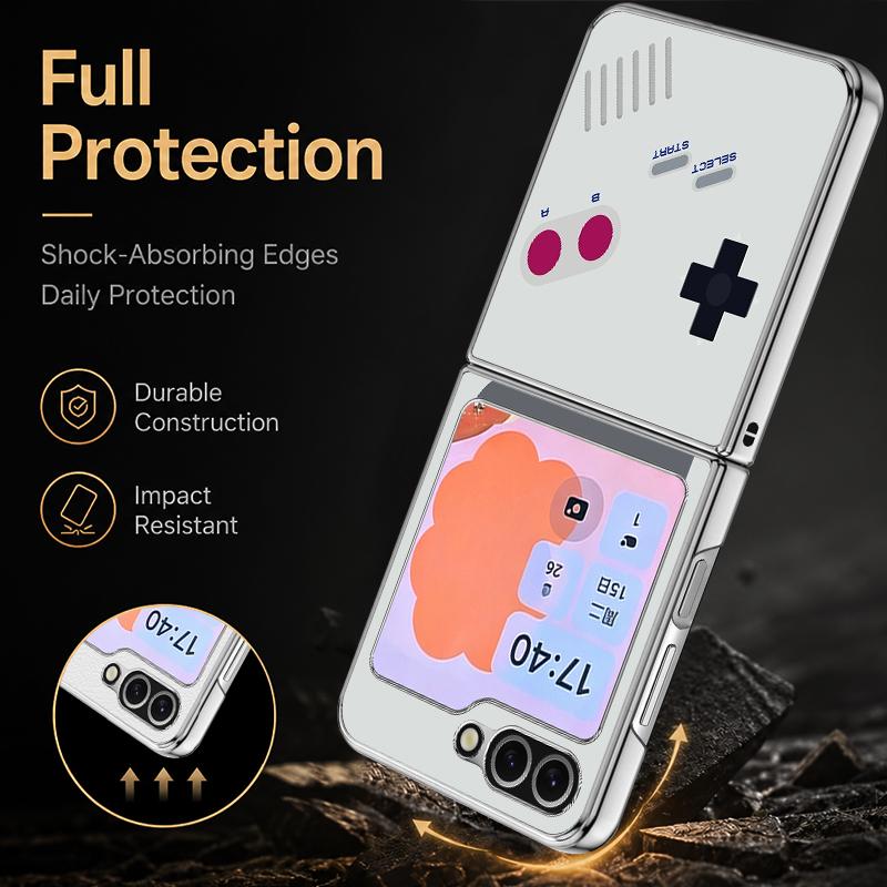 Retro Game Boy Camera Print Case For Samsung Z Flip 8 7 6 5 Hybrid 3in1 Leather Skin Plating Folding Phone Cover For Galaxy Z Flip8 Flip7 Flip6