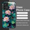 Retro Oil Painting Lotus Flower Pattern Tempered Glass Phone Case for Samsung Galaxy S26 S25 Ultra S24 S23 Plus S22 S21 FE Cover