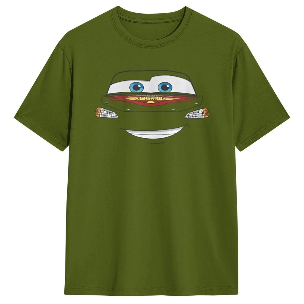 Cars Halloween Lightning McQueen Big Face T Shirt Man Y2K Pure Cotton T-Shirts Summer O-Neck Tee Shirt Oversized Clothes