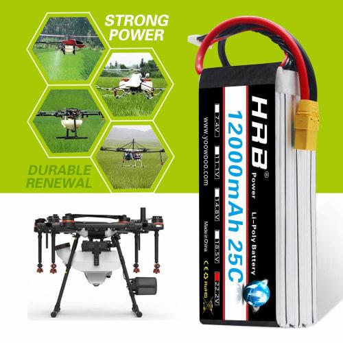 HRB 22.2V 12000mAh 25C 6S LiPo Battery Pack with XT90 Plug for DJI DJI S800, S900, S1000, Walkera QR, X800 and Other Multicopter