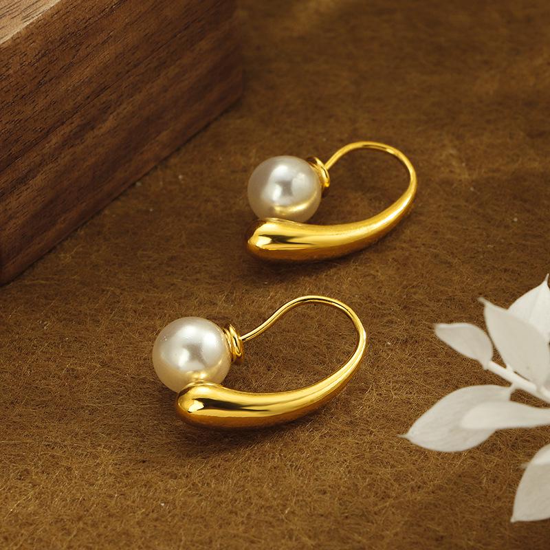 2024 French Pearl Teardrop Hook Earrings - Unique Niche Design