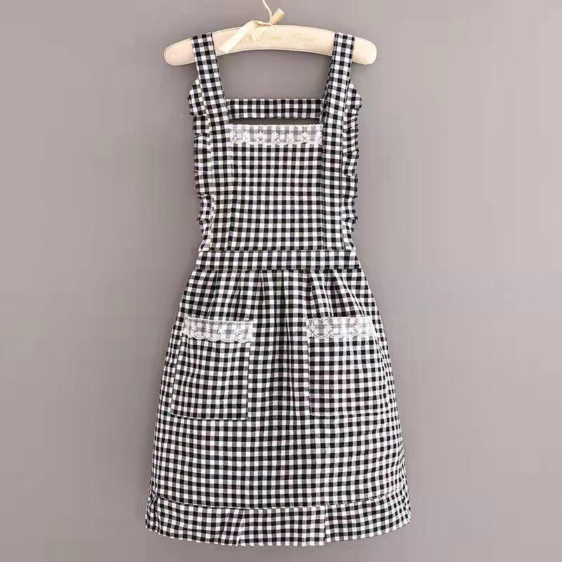 

Двухслойный хлопковый фартук-юбка принцессы Celebrity: Противообрастающий, маслостойкий, кружевной дизайн для использования на кухне и в ресторане чёрный