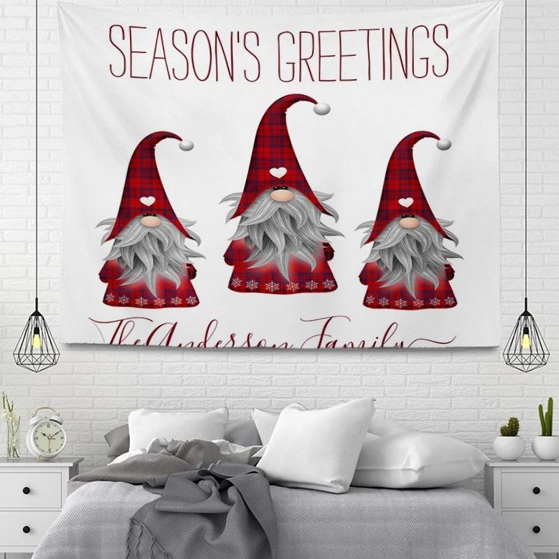 Tapiz con Patrón de Papá Noel de Dibujos Animados Decoración de Pared para Hogar Dormitorio Sala de Estar Tapiz con Tema Navideño