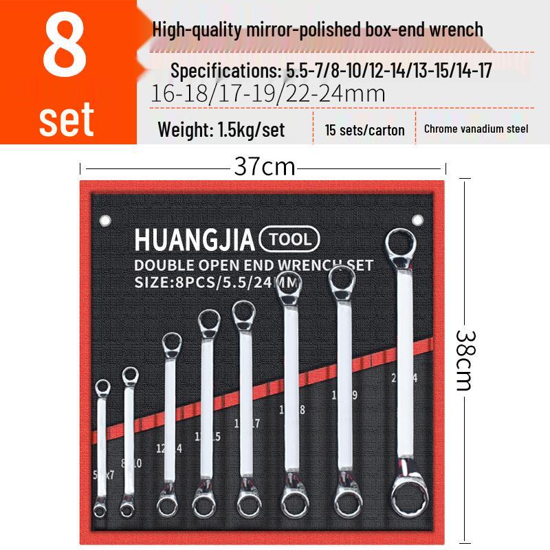 Mirror Finish Double-Ended Box Wrench Set, 8-55mm, Automotive Eye Wrench Tool